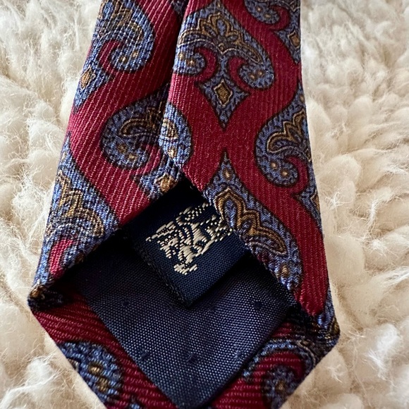 Burberry Burgundy and Blue Paisley Tie - Picture 5 of 6
